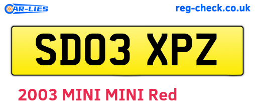 SD03XPZ are the vehicle registration plates.