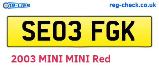 SE03FGK are the vehicle registration plates.