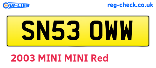 SN53OWW are the vehicle registration plates.