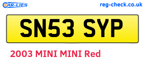 SN53SYP are the vehicle registration plates.