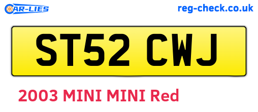 ST52CWJ are the vehicle registration plates.