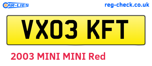 VX03KFT are the vehicle registration plates.