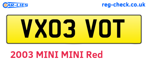 VX03VOT are the vehicle registration plates.
