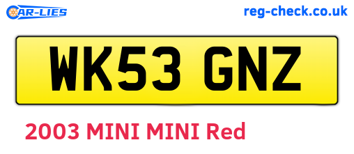 WK53GNZ are the vehicle registration plates.