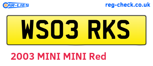 WS03RKS are the vehicle registration plates.