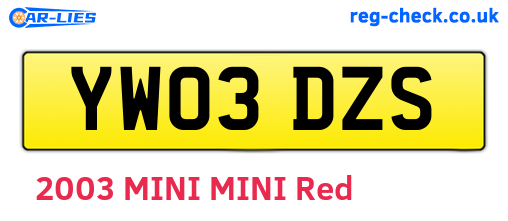 YW03DZS are the vehicle registration plates.