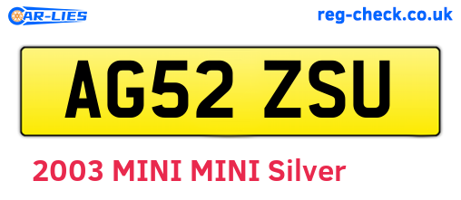 AG52ZSU are the vehicle registration plates.