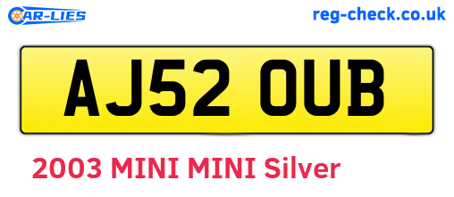 AJ52OUB are the vehicle registration plates.
