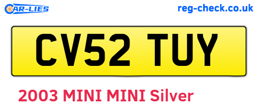 CV52TUY are the vehicle registration plates.