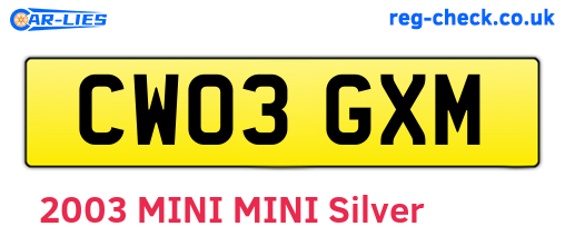 CW03GXM are the vehicle registration plates.