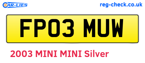 FP03MUW are the vehicle registration plates.