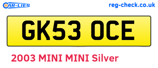 GK53OCE are the vehicle registration plates.