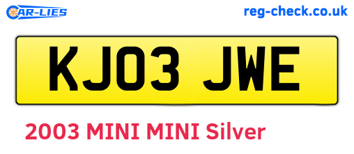 KJ03JWE are the vehicle registration plates.