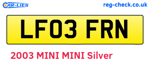 LF03FRN are the vehicle registration plates.