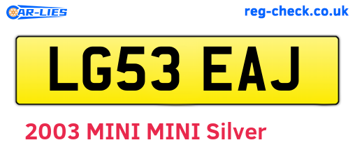 LG53EAJ are the vehicle registration plates.
