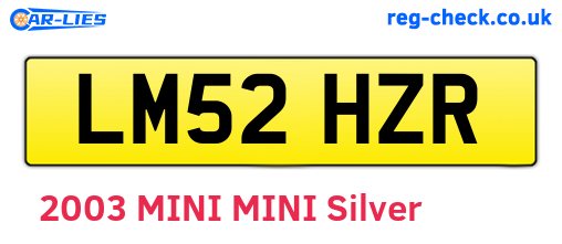 LM52HZR are the vehicle registration plates.