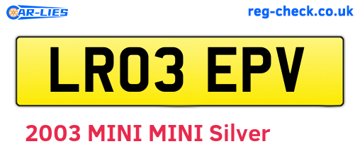 LR03EPV are the vehicle registration plates.