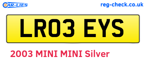 LR03EYS are the vehicle registration plates.