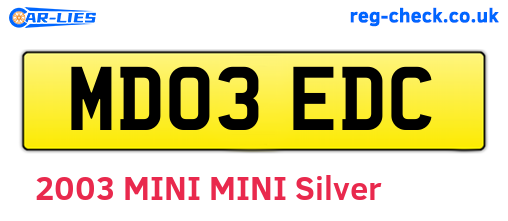 MD03EDC are the vehicle registration plates.