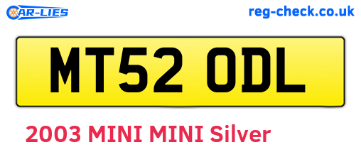 MT52ODL are the vehicle registration plates.