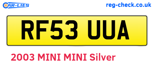 RF53UUA are the vehicle registration plates.