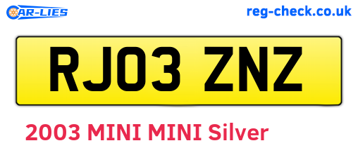 RJ03ZNZ are the vehicle registration plates.