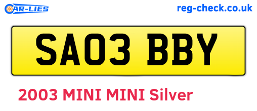 SA03BBY are the vehicle registration plates.