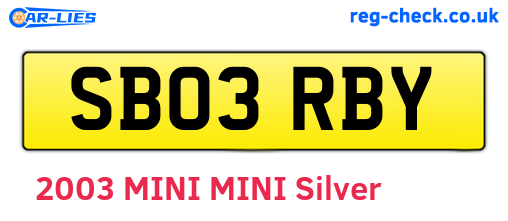 SB03RBY are the vehicle registration plates.
