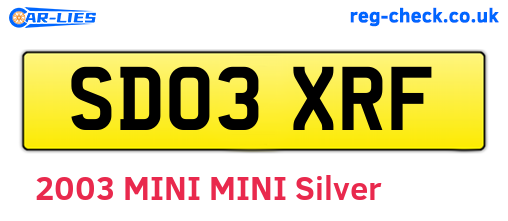 SD03XRF are the vehicle registration plates.