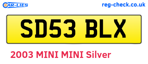 SD53BLX are the vehicle registration plates.