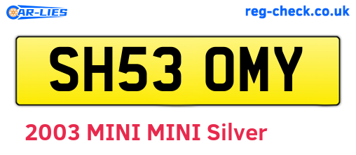 SH53OMY are the vehicle registration plates.