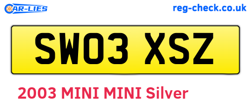 SW03XSZ are the vehicle registration plates.