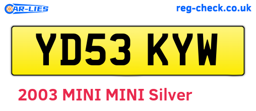 YD53KYW are the vehicle registration plates.