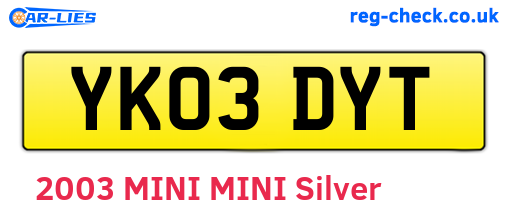 YK03DYT are the vehicle registration plates.