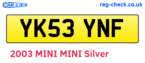 YK53YNF are the vehicle registration plates.