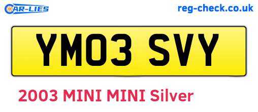 YM03SVY are the vehicle registration plates.