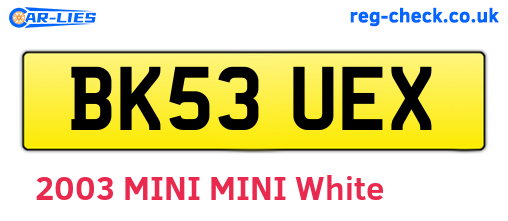 BK53UEX are the vehicle registration plates.