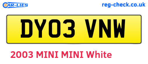 DY03VNW are the vehicle registration plates.