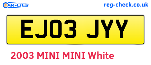 EJ03JYY are the vehicle registration plates.