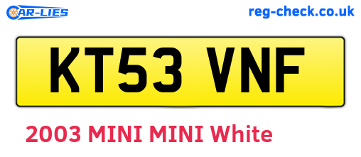 KT53VNF are the vehicle registration plates.