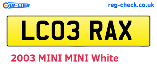 LC03RAX are the vehicle registration plates.