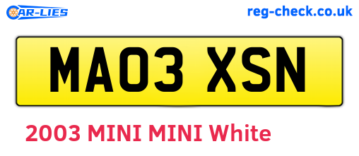 MA03XSN are the vehicle registration plates.