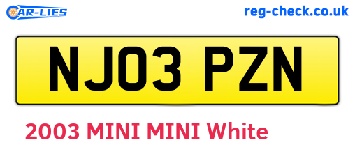 NJ03PZN are the vehicle registration plates.