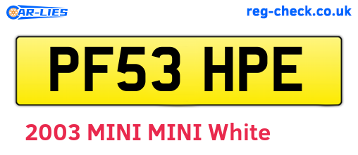 PF53HPE are the vehicle registration plates.
