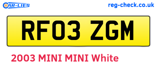 RF03ZGM are the vehicle registration plates.