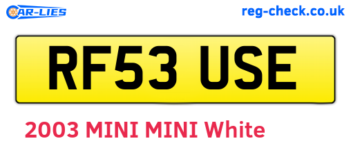 RF53USE are the vehicle registration plates.