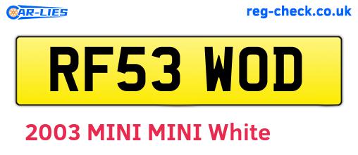 RF53WOD are the vehicle registration plates.