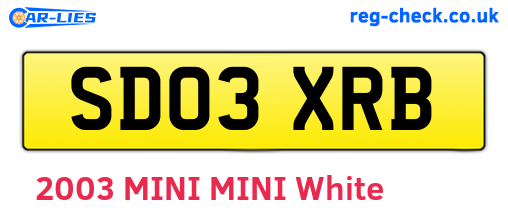 SD03XRB are the vehicle registration plates.