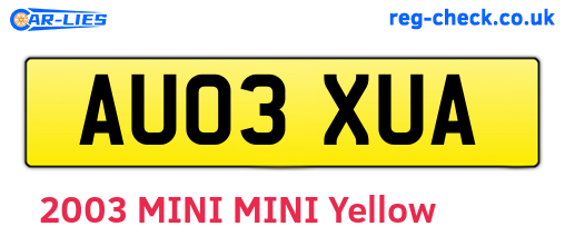 AU03XUA are the vehicle registration plates.