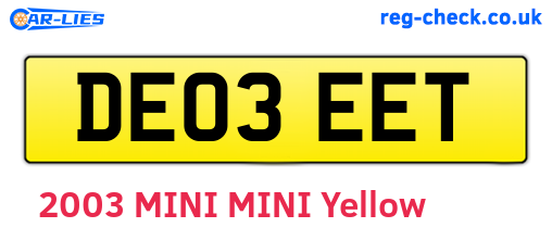DE03EET are the vehicle registration plates.